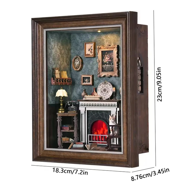 DIY Book Nook Kit Wooden Mini Doll House Photo 3D Puzzle Frame Ornament Bookshelf Insert Retro Booknook Decor For Birthday Gifts 6