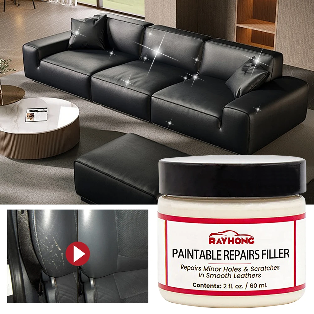 60/20ml Leather Repair Filling Paste Compound Leather Restoration Cream Auto Leather Car Repair Scratches Cracks Sofa Car Seat 3