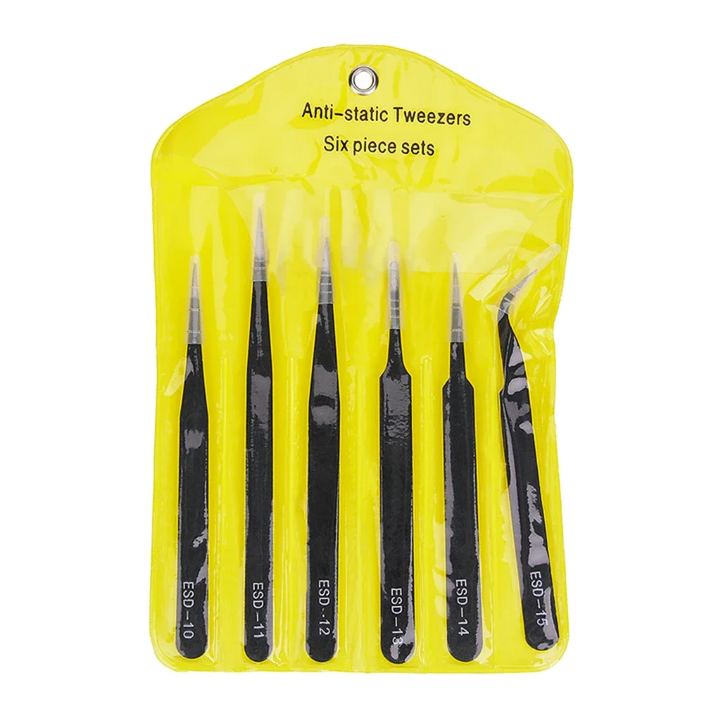 Precision Tweezers ESD Anti Static Tweezers Tweezer Tool ESD Anti-Static Precision Tweezers Kit Stainless Steel Maintenance Repair Tool Set Anti Static Model Making Tool Hand Set