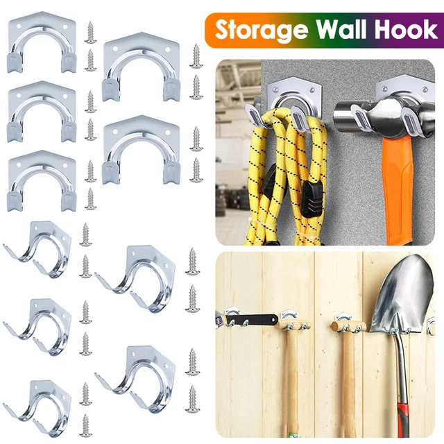 5pcs Storage Wall Hook Metal Hanger Holder with Screw Hanging Hooks  Multi-Purpose Double Hook for Garden Kitchen Garage Tool