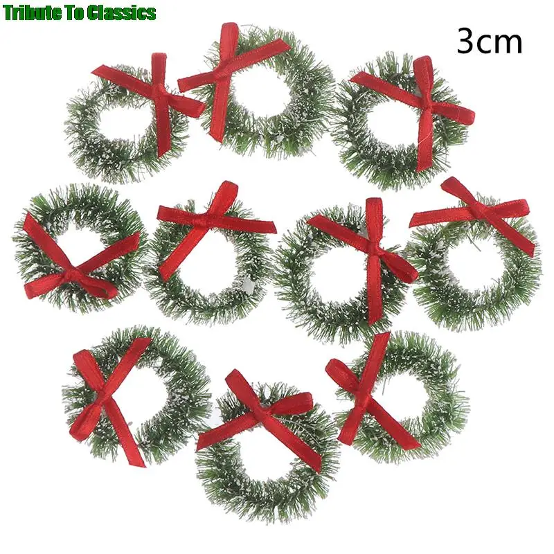 10 pcs Christmas Wreaths Miniature Fairy Garden Home Decoration Mini Craft Dollhouse Micro Decor DIY Gift Dollhouse Decor