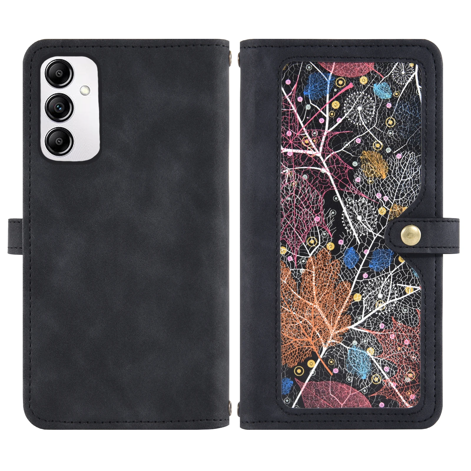 Flip Leather Zipper Pocket Collage Pattern Wallet Multiple Card Slots Phone Cover Suitable For Apple IPhone12 Pro Max Mini ip12