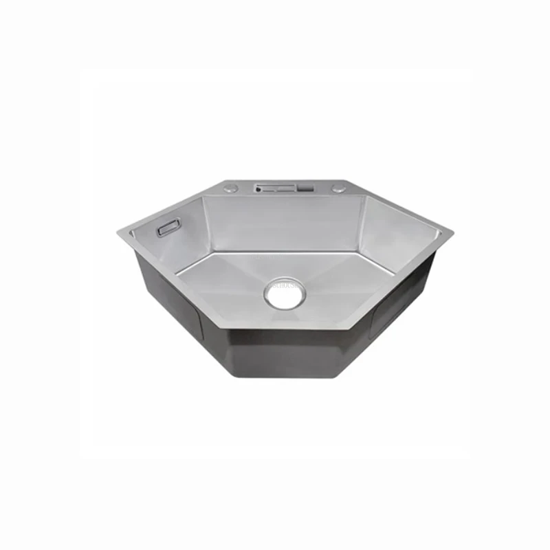 Stainless Steel Kitchen Sinks Light Luxury Corner Washbasin Designer Kitchen Hexagonal Sink Under-counter Embedded Sink PLRNXH