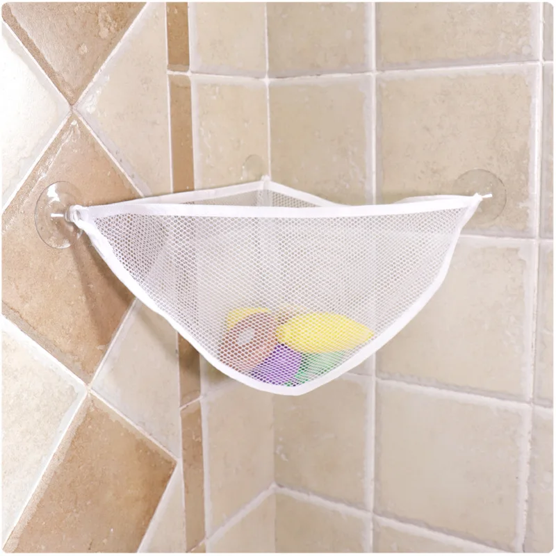 Baby Care Kit Baby Solid Colour Simple Bathroom Mesh Bag Child Bath Toy Storage Bag Net Suction Cup Baskets Wall Holder Organizer
