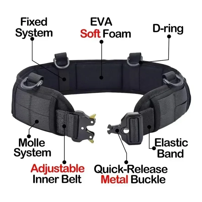 Tactical Battle Belt Airsoft Waist Band Adjustable Quick Release Buckle Outdoor Hunting Thickened Widened Waistbands