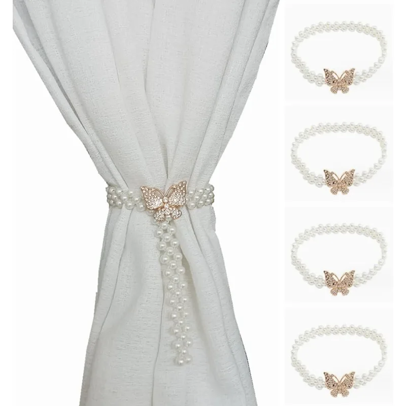 Luxury Pearl Curtain Tieback Gold Silver Tone Decorative Window Accessory