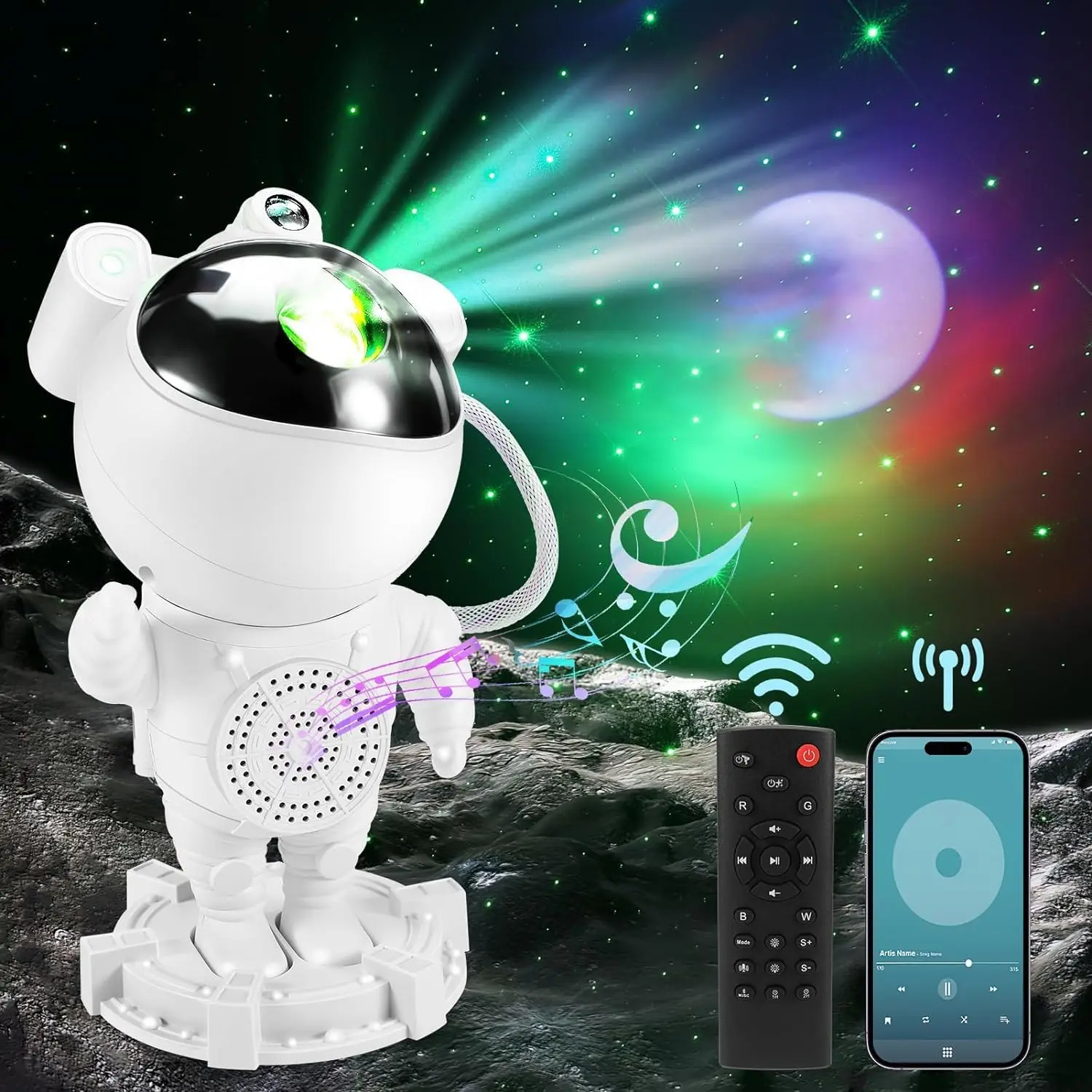 

Астронавт Галактический проектор, Звездный проектор ночной Светильник с Bluetooth динамиком, лунный проектор туманности, лампа для спальни, домашний декор