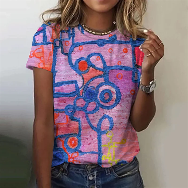 

Летняя Новинка, футболка в стиле Харадзюку с красочным 3D принтом для женщин, модная крутая уличная одежда, футболки с коротким рукавом для девочек Y2k, топы