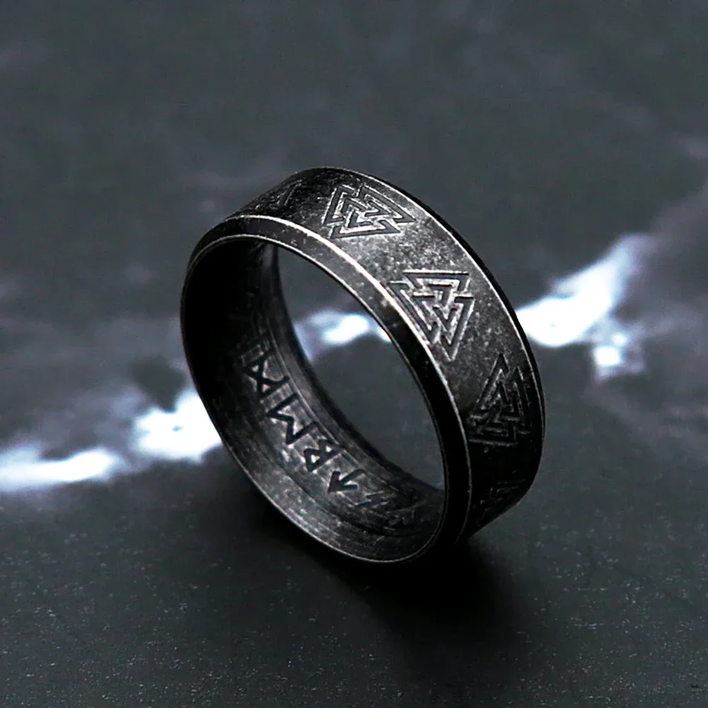 Vintage Viking Rune Stainless Steel Rings For Men Nordic Ring Fashion Valknut Celtic Knot Amulet Jewelry Gifts stainless steel ring finger ring