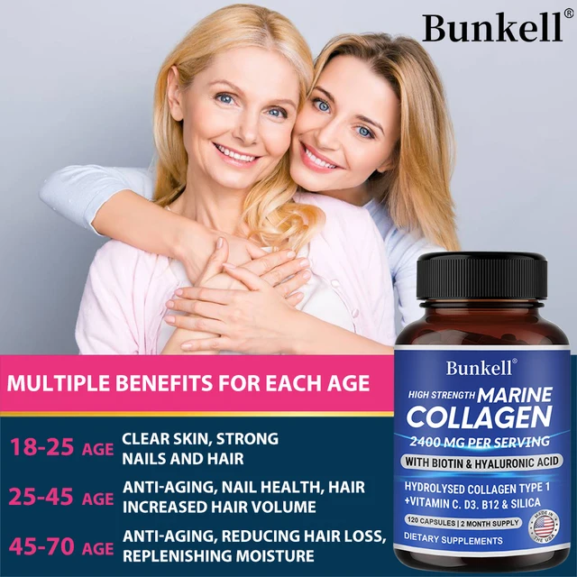 Collagen Capsules - with Biotin,Hyaluronic Acid,Support Joint Cartilage,Collagen Production and Calcium Absorption,Immune Health 2