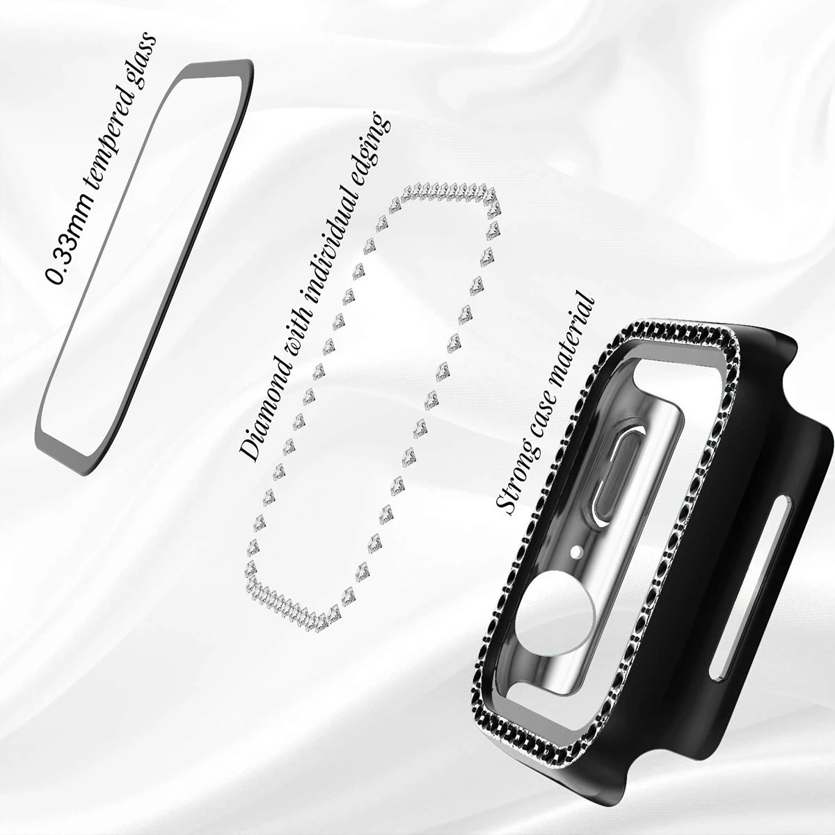 Diamond Glass Apple Watch Bling Bumper Protector Case