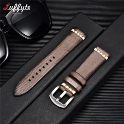 Artisan Vintage Retro Italian Leather Watch Strap - Unisex Universal Design - 22mm (Gray)