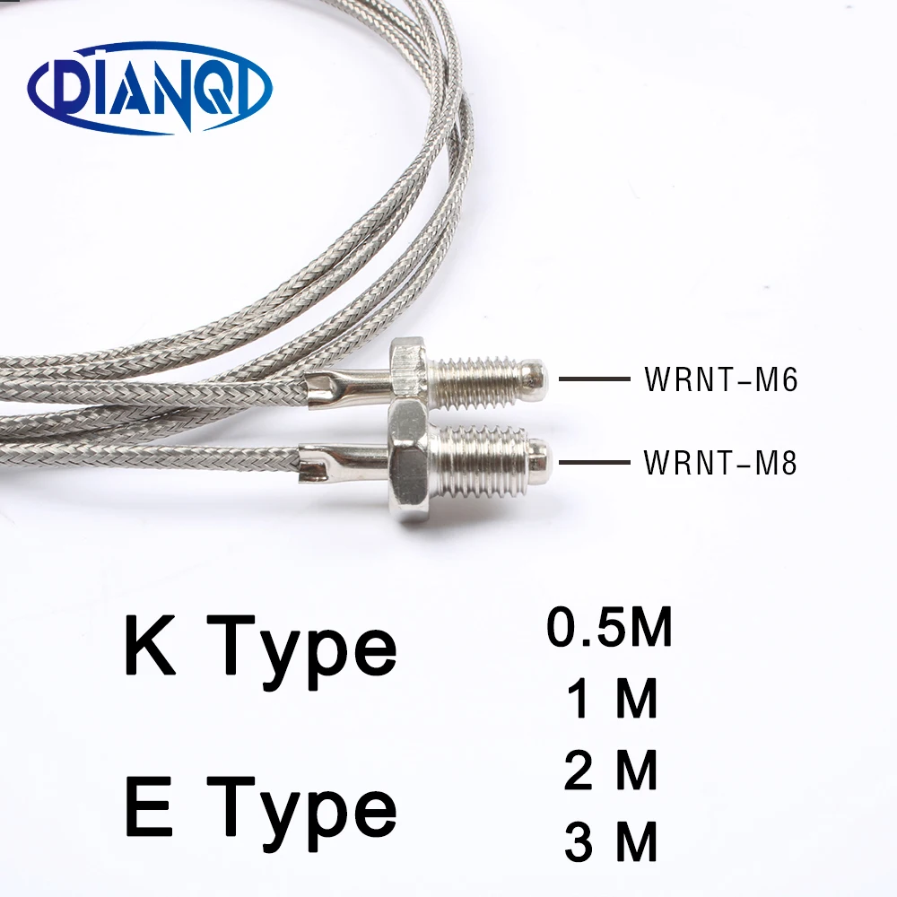 Thermocouple M6 M8 threaded thermal resistance temperature sensor temperature line probe K type E type 0.5M 1M 2M 3M temperature sensor,gas thermocouple valve