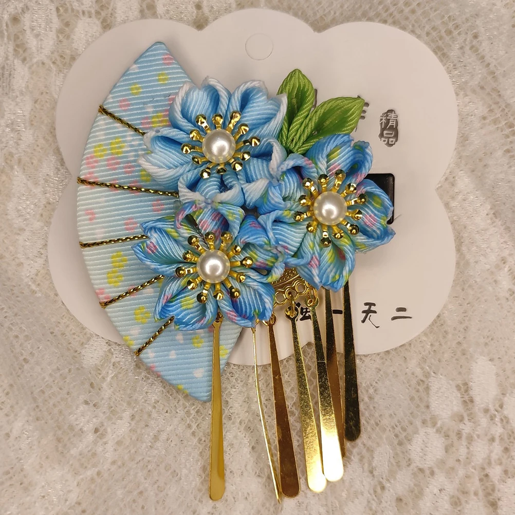 Japanese kimono Yukata Geisha Flower Floral Headwear Hair Clip Haripin Tassels 1pcs hair accessories hair clips