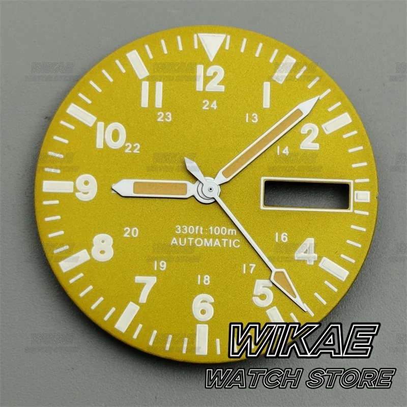 29mm Green Luminous Watch Dial with Multi-Color Options and Dual Date Calendar Window