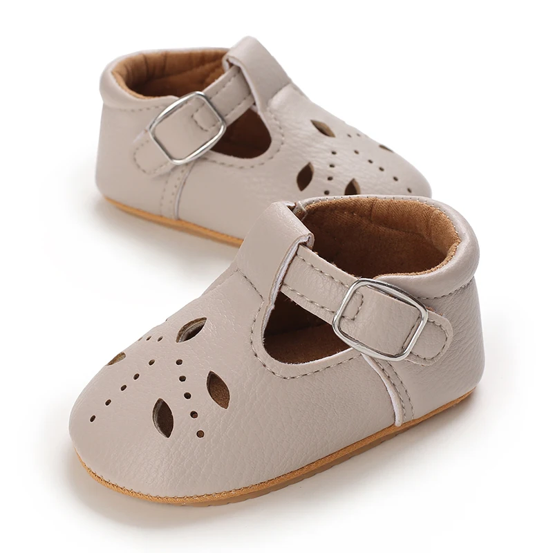 Khaki 0-18M Baby Casual Shoes Infant Toddler Bowknot Non-slip Rubber Soft-Sole Flat PU First Walker Newborn Bow Decor Mary Janes 2