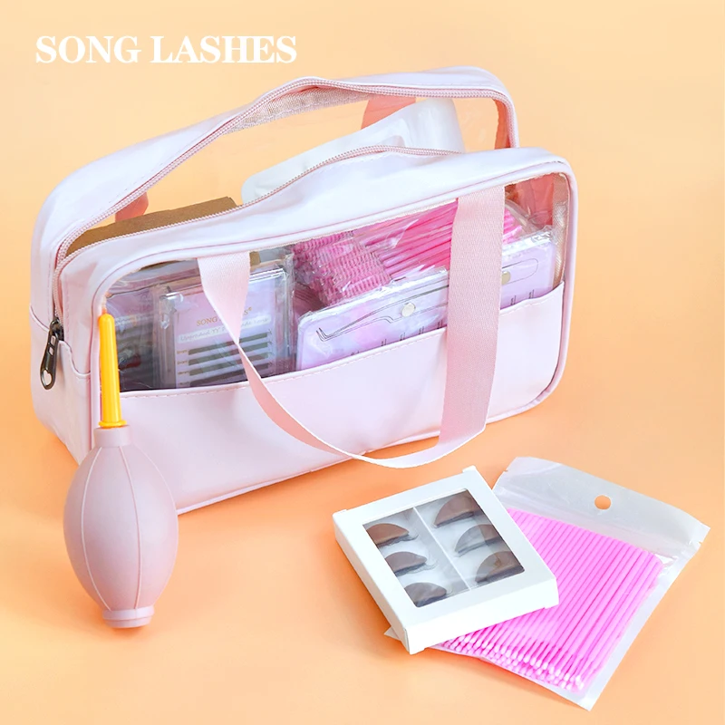 

Songlashes Professional Eyelash Extension Kit Set for Beginner Practice Model Head Brush Tweezer Glue Ring Grafting Eyelash Kit