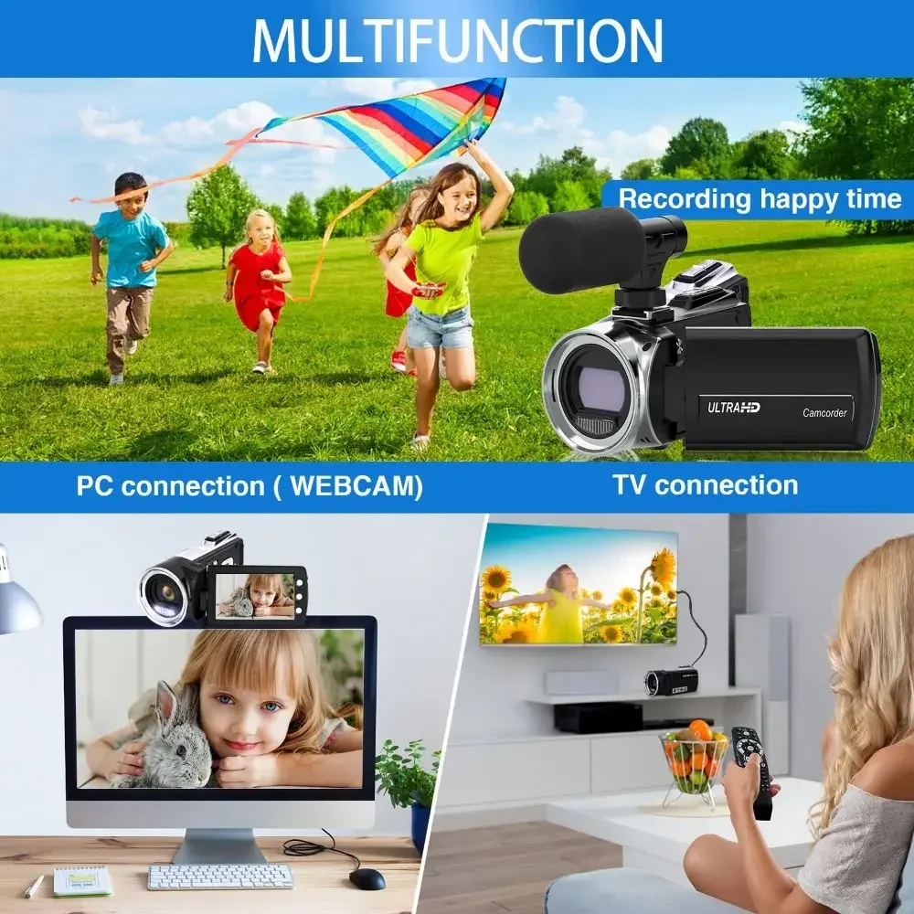 4K Camcorder with Microphone 18X Zoom Infrared Vlogging Video Camera for Youtube 48MP Portable Digital Recorder Live Streaming - 6