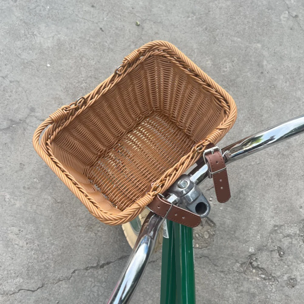Description Picture 6 of itemBike Front Basket Adjustable Leather Straps Cycling Handlebar Basket Waterproof Bicycle Storage Basket Bicycle Accessories
