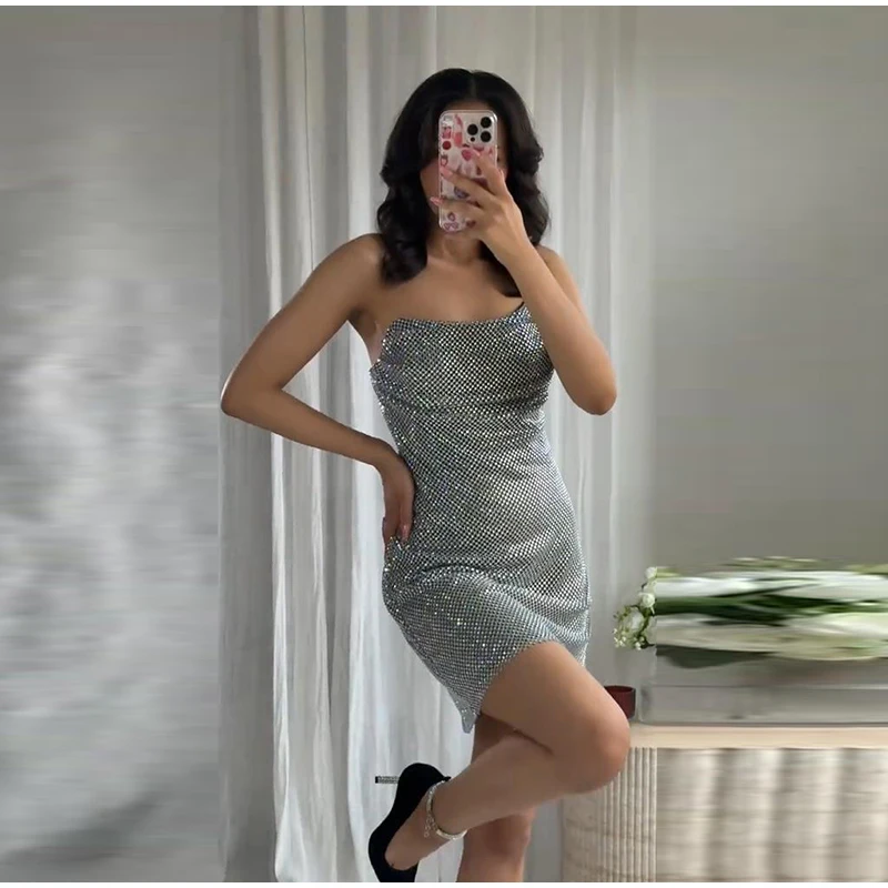 Zweiteiliger Damenanzug mit Pailletten, Neckholder, ärmellos, aushöhlen, Oberteil, kurzer Rock, 2025, schicke Dame, täglich, lässig, Abendparty-Outfits – Detail 36