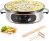 Commercial Crepe Maker, 16" Non-Stick 2000W Electric Crepe Machine Adjustable Temperature Control, Thickened Cast Iron Cooking S 1