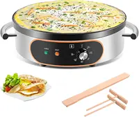 Commercial Crepe Maker, 16" Non-Stick 2000W Electric Crepe Machine Adjustable Temperature Control, Thickened Cast Iron Cooking S 1