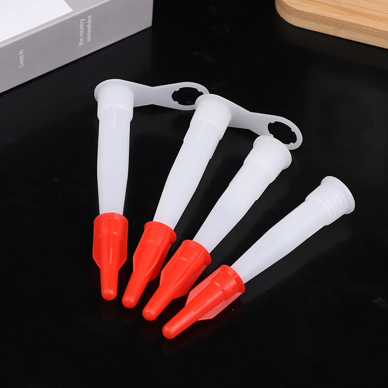 10Pcs 예비 실리콘 노즐 실란트 도구 키트 재밀봉 가능한 마스틱 카트리지 예비 노즐 코킹 파이프용 스크류 커버