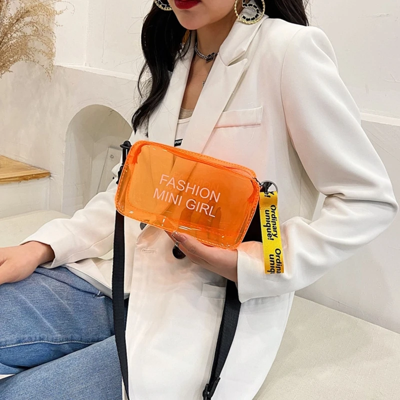 

Transparent Crossbody Bag for Women Candy Color Letter Summer Mini Shoulder Bag E74B