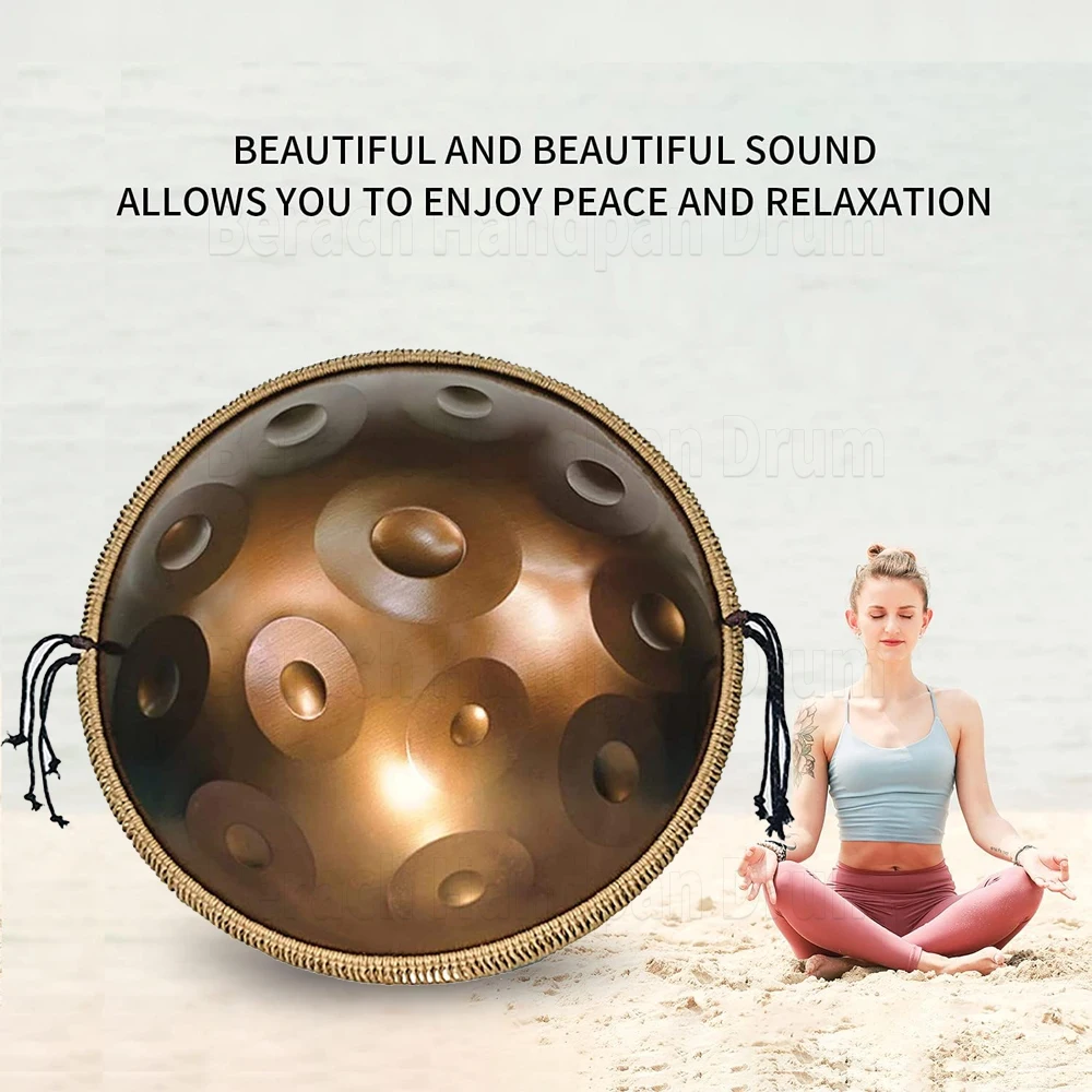 432hz handpan drum 12 note D minor tambourine 22 inch meditation instrument yoga music drum beginner steel tongue
