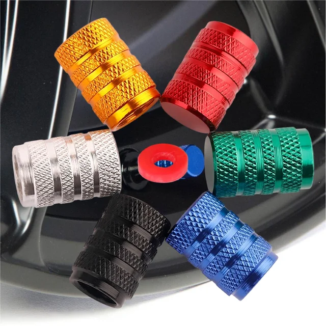 Cylindrical Aluminum Car Tire Valve Stem Caps Bike Motorcycle Alloy Valve Dust Covers Reticulated Surface Wheel Rim Plug Caps 1