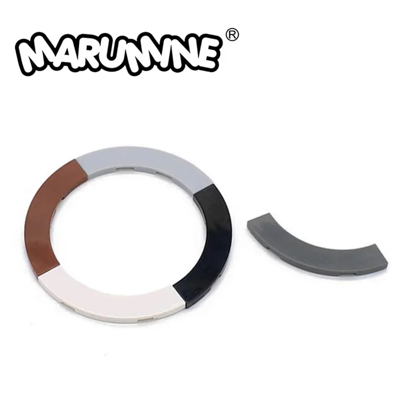 Marumine 30PCS Round Corner Tile 4x4 W. Bow Macaroni Wide 27507 DIY Building Blocks Construction MOC Bricks Accessories Parts
