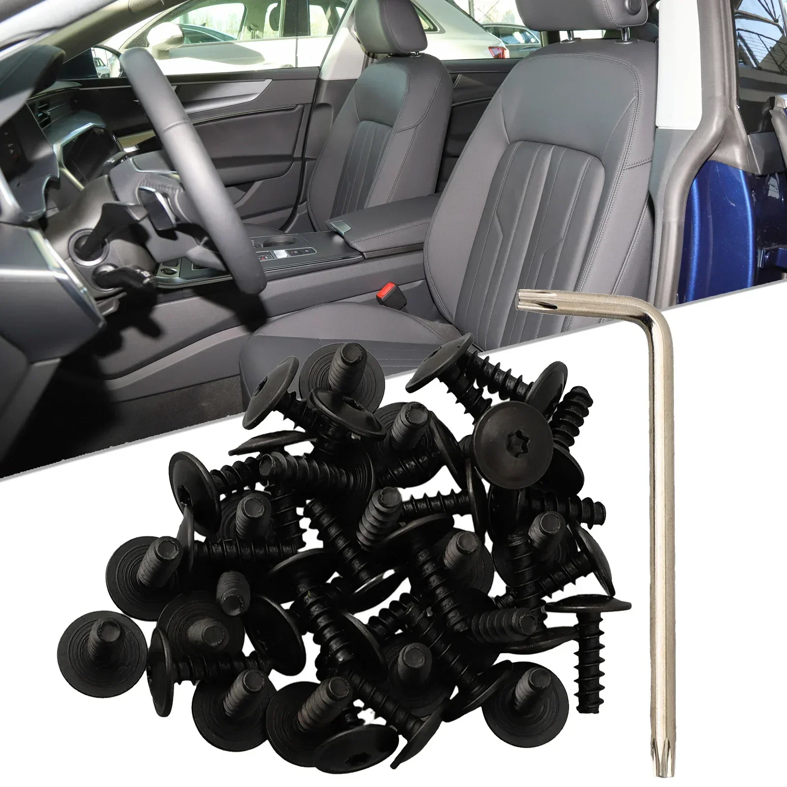 40x Car Fender Liner Screw Splash Guard Screws Interior Metal Fastener Clips For T25 Torx Drive For Golf N90775001