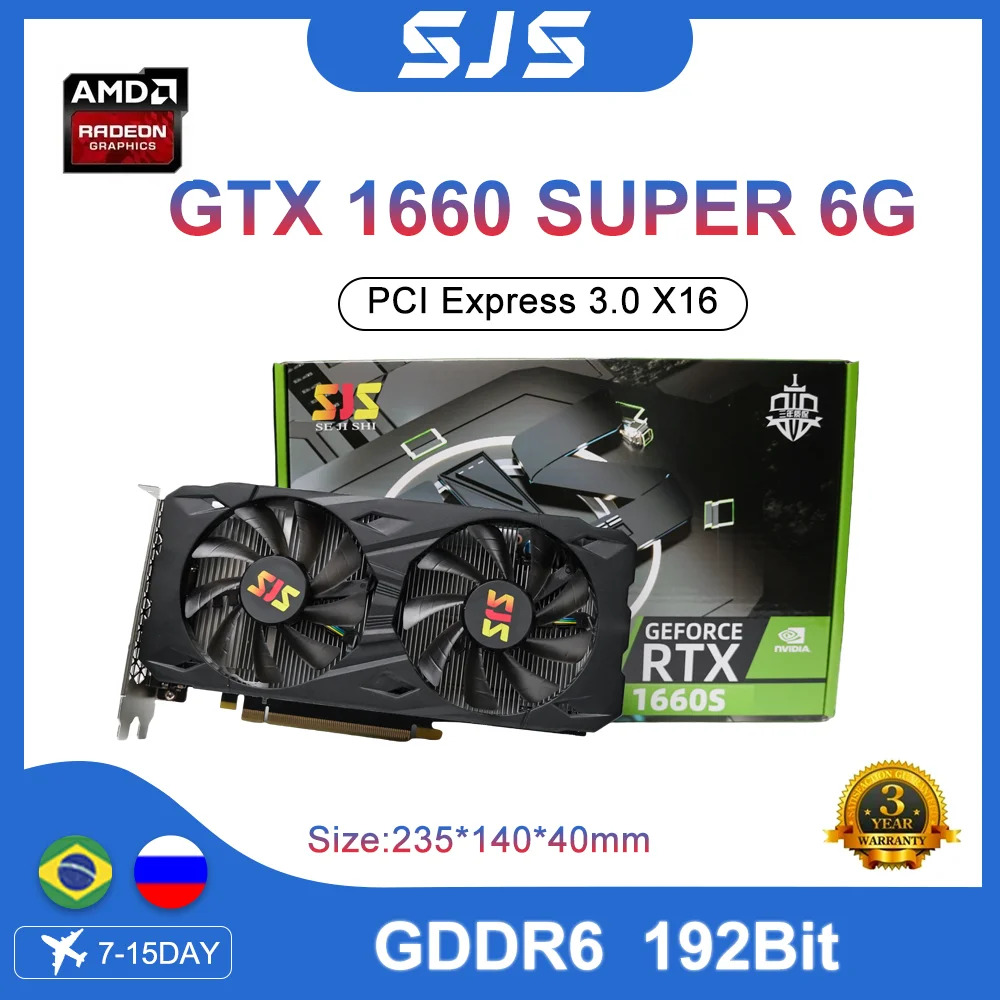 SJS GTX1660 Super Graphics Card 6GB 8pin GDDR6 192Bit GTX 1660 S Super ...