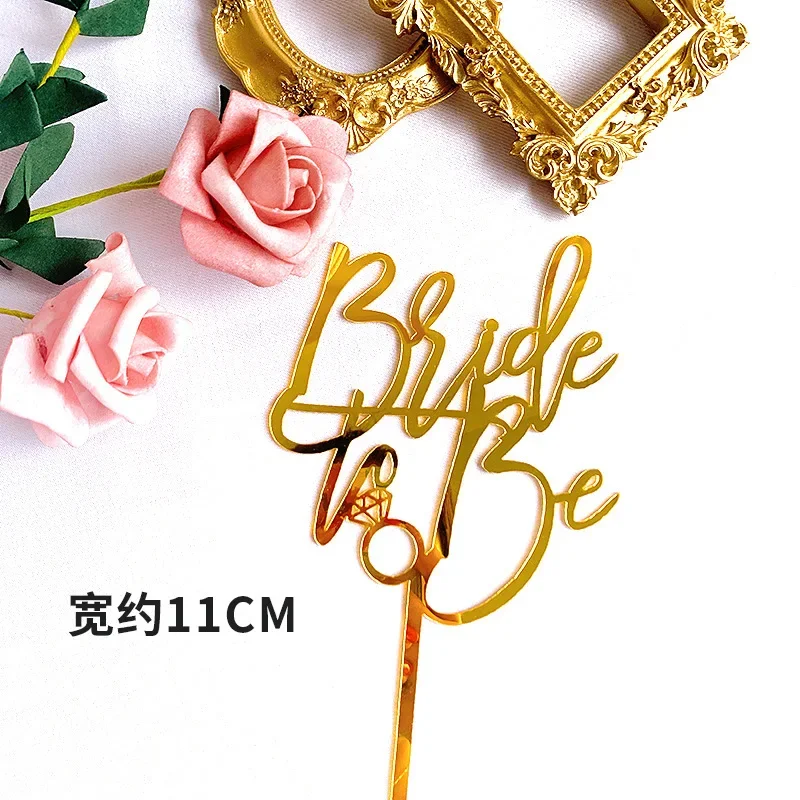 

Wedding Cake Decoration Acrylic Gold/Rose Gold Cake Topper Bride To Be Engagement Bachelorette Party Favors Supplies