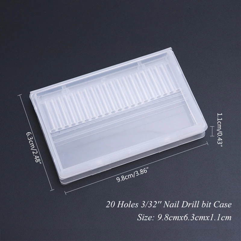 Empty Clear Drill Bits Storage Box Files- Holder Display Grinding for Head Container for Case Manicure Accesso 6