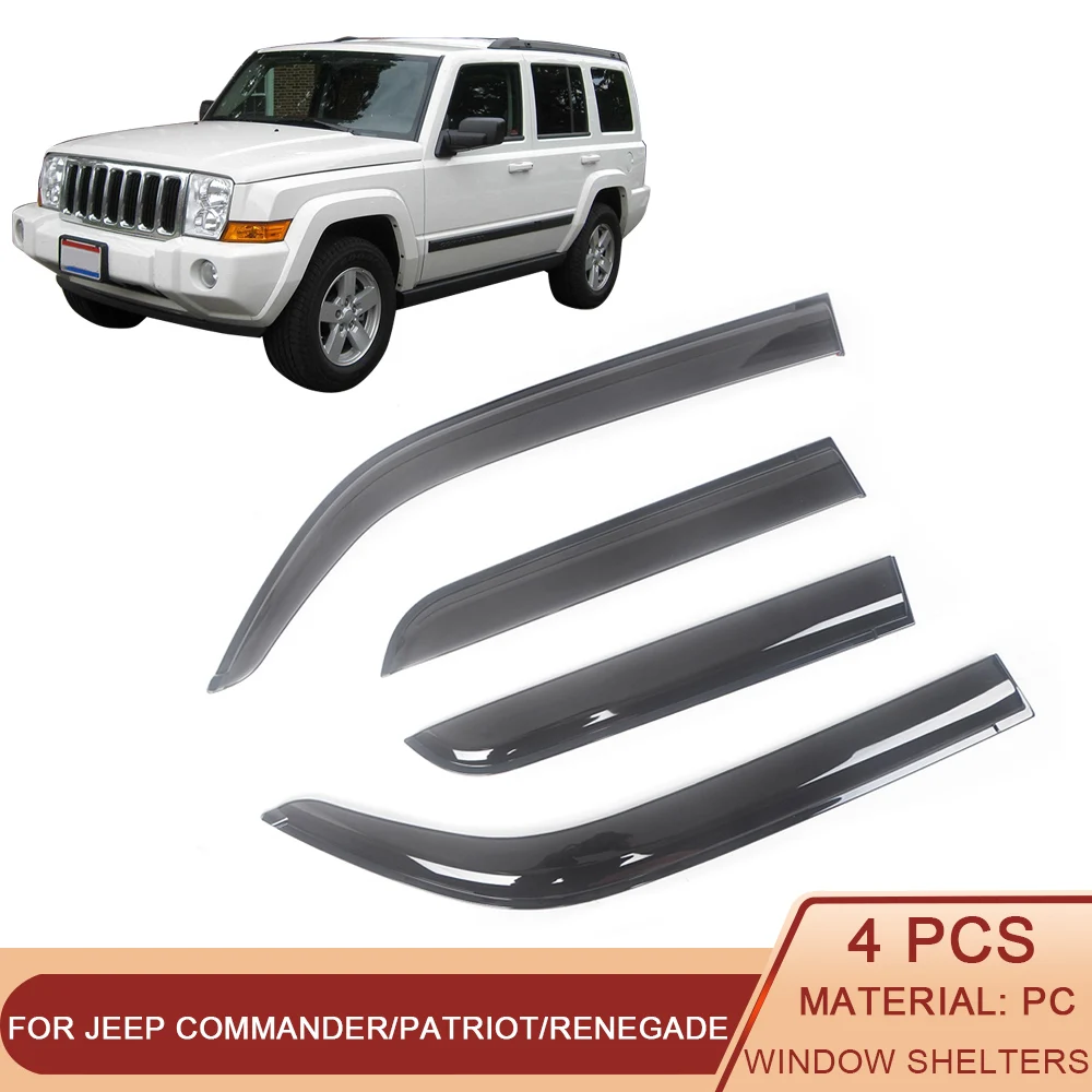 

For Jeep Commander RENEGADE PATRIOT Auto Side Window Wind Deflectors Visors Black Rain Guard Door Visor Vent Shade Ventvisor