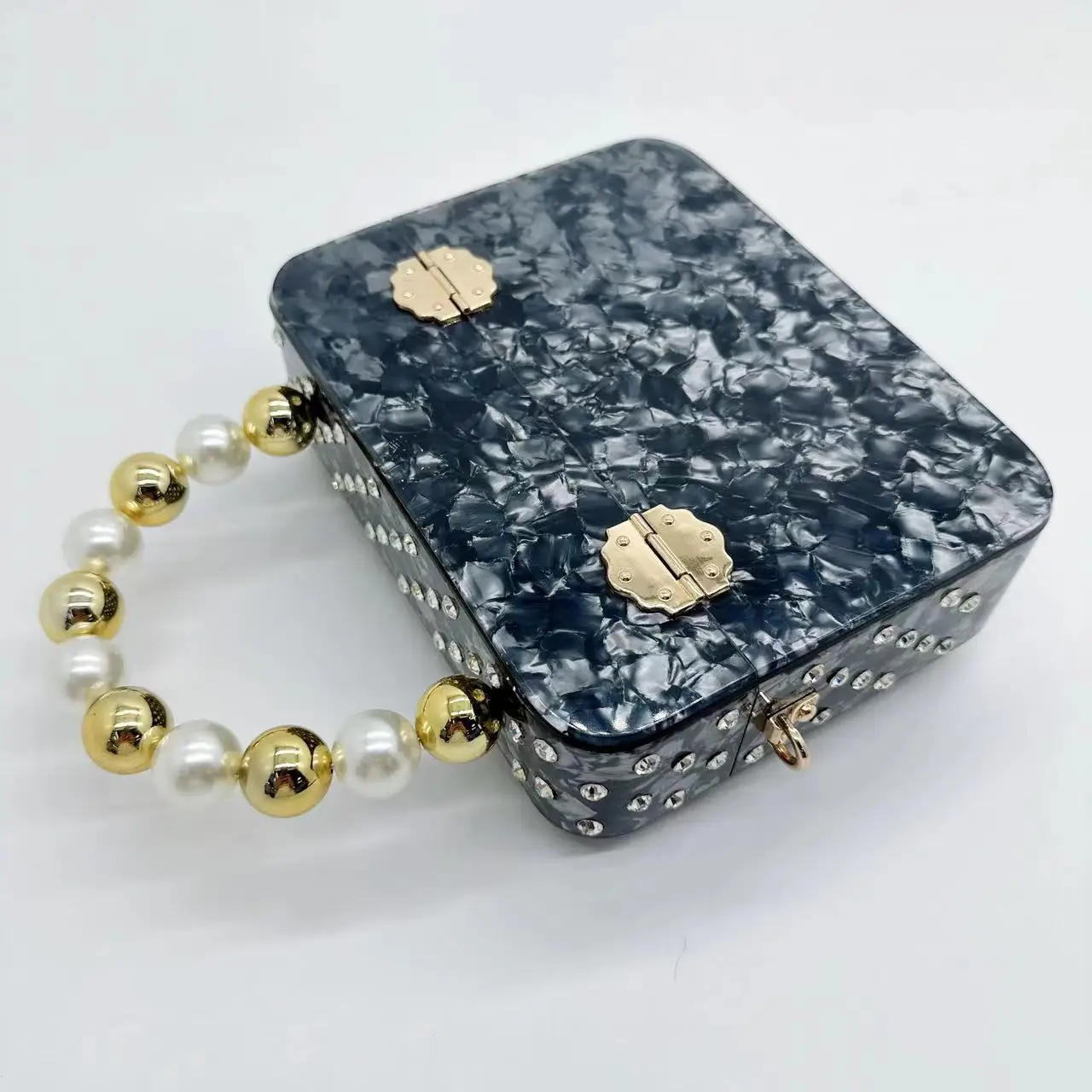 Women Glitter Diamonds Beading Handbag Luxury Acrylic Evening Clutch Vintage Banquet Wedding Bags Stylish Chain Crossbody Purse