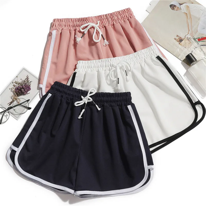 

Simple Shorts Women Summer High Elastic Lace Up Drawstring Wide Leg Sweat Short Fitness Running Shorts Loose Casual Sports Pants