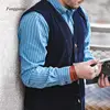 2024 Spring and Autumn Retro Corduroy Workwear Vest Pocket Splicing Solid Color Single Breasted British Coat Men's 2