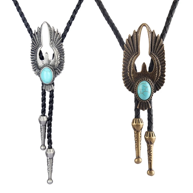 

Bolo Tie for Men Western Cowboy Necktie with Alloy Turquoise Buckle