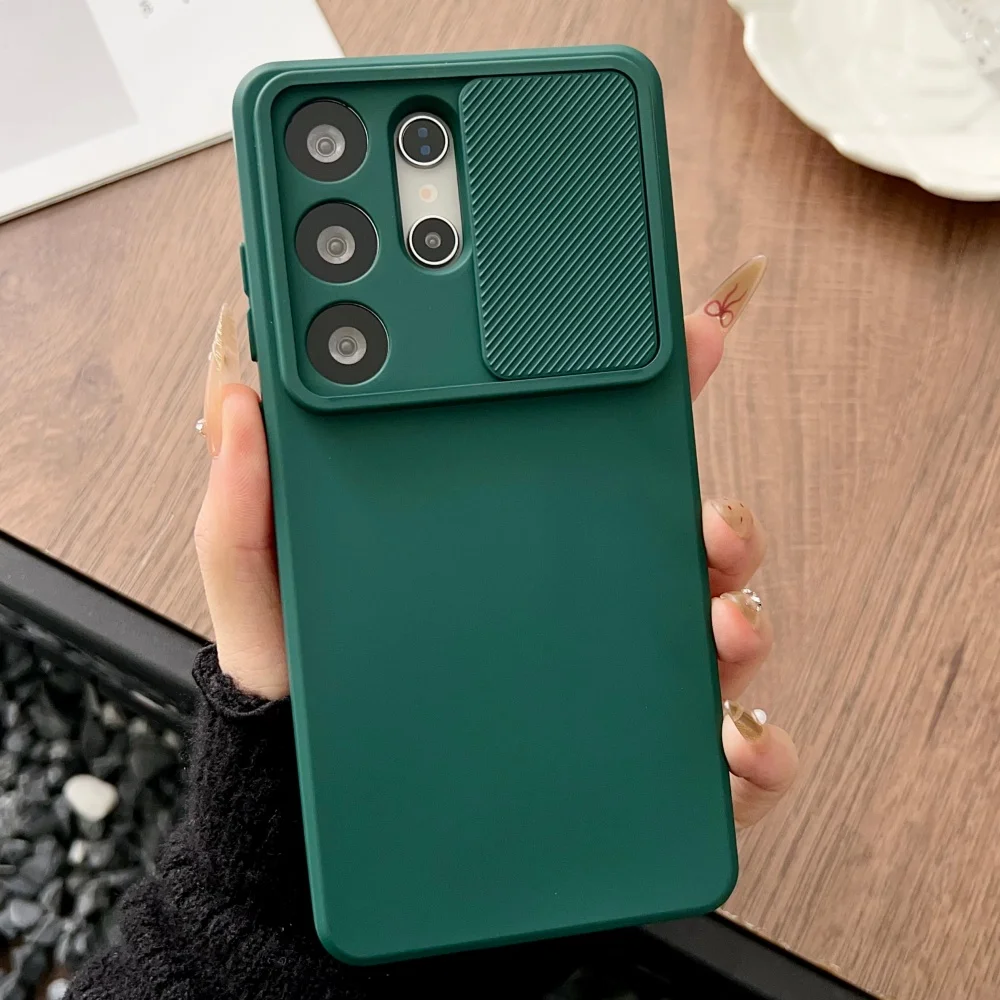Premium Soft Liquid Silicone Case with Slide Camera Protection and Anti-Slip Bumper Cover