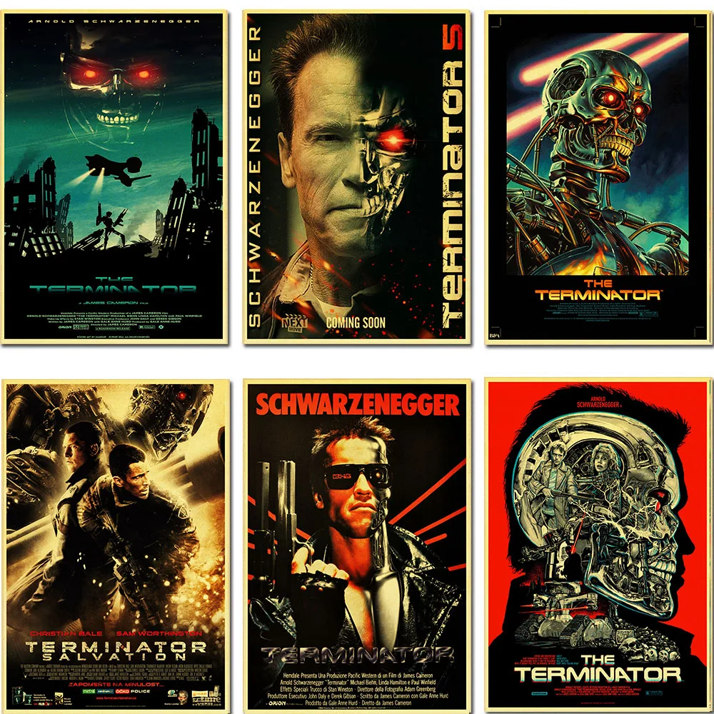 

classic Science fiction movies The Terminator Retro Silk Poster Vintage Siposter Wall Decor Room Decoration