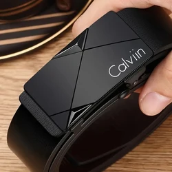 Elegant PU Leather Belt for Men - Versatile Fashion Accessory with Automatic Buckle (Black)