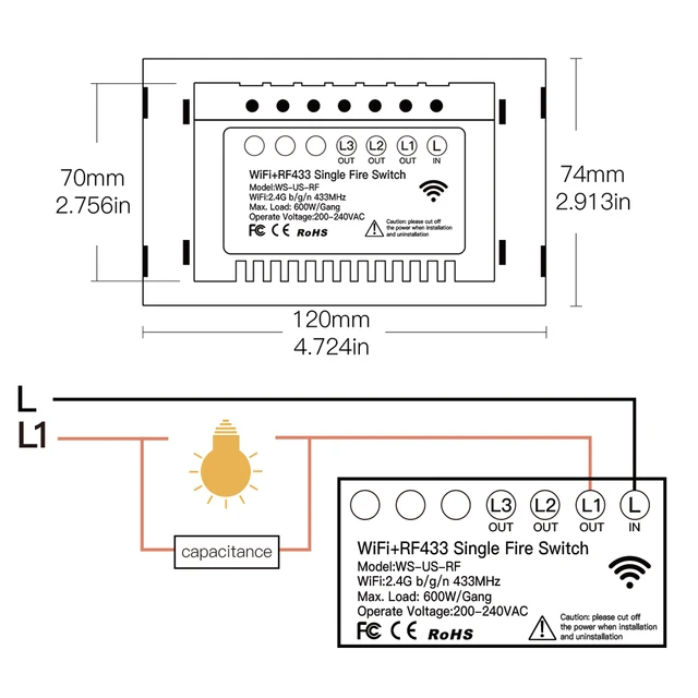 MOES WiFi inteligentny włącznik światła RF433 bez przewodu neutralnego pojedynczy ogień inteligentne życie Tuya kontrola aplikacji współpracuje z Alexa Google Home 110/220V 6
