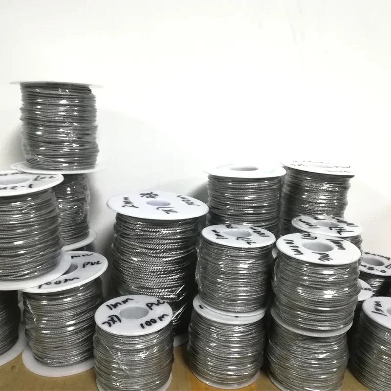 50M 0.5mm3mm PVC Coated Flexible Steel Stranded Wire Rope Soft Cable