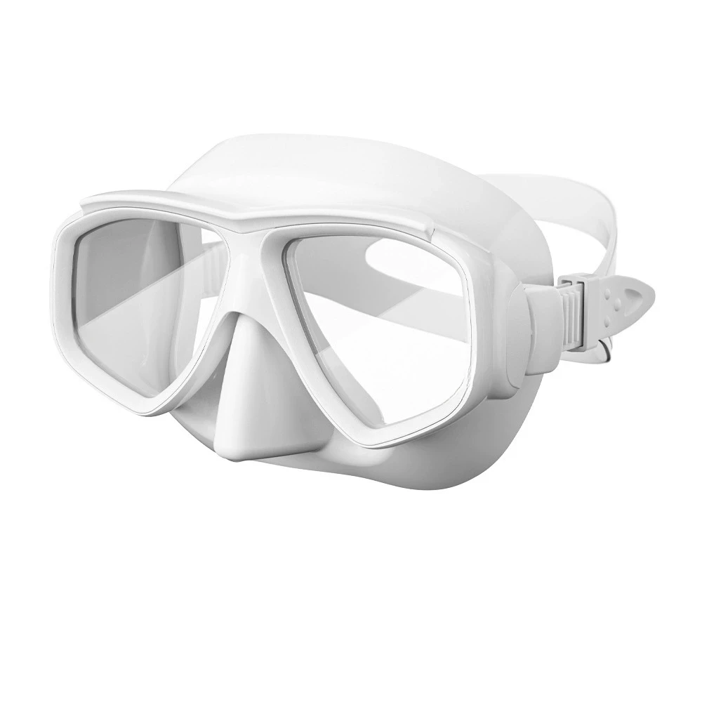 Snorkel Mask Swimming Goggles Scuba Diving Silicone Skirt Tempered Glass Len Wide View Training Nose Cover Adjustable Strap