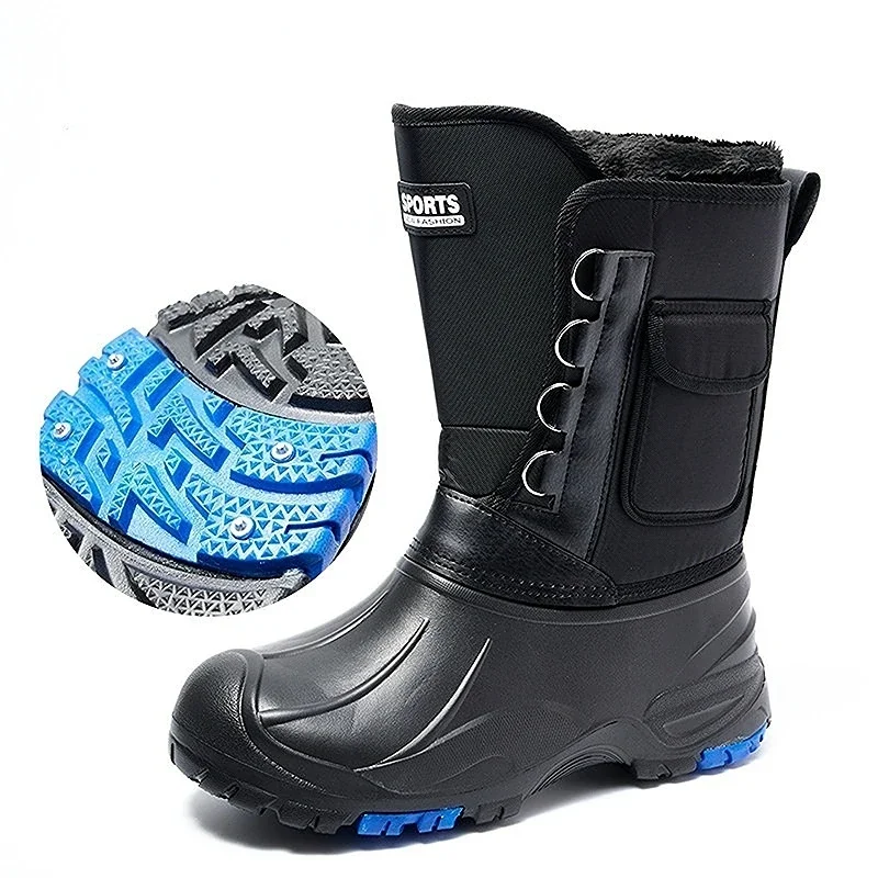 

Мужские Нескользящие резиновые ботинки для ногтей, мужские ботинки для альпинизма, хлопковая обувь для дождя, водонепроницаемая обувь для рыбалки для мужчин, весенние рабочие ботинки для фермы