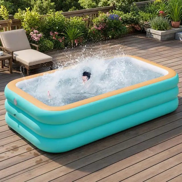 Piscine gonflable familiale durable et épaissie, idéale pour les fêtes dans la cour et sur la pelouse, grande piscine avec toboggans pour une utilisation en extérieur 1