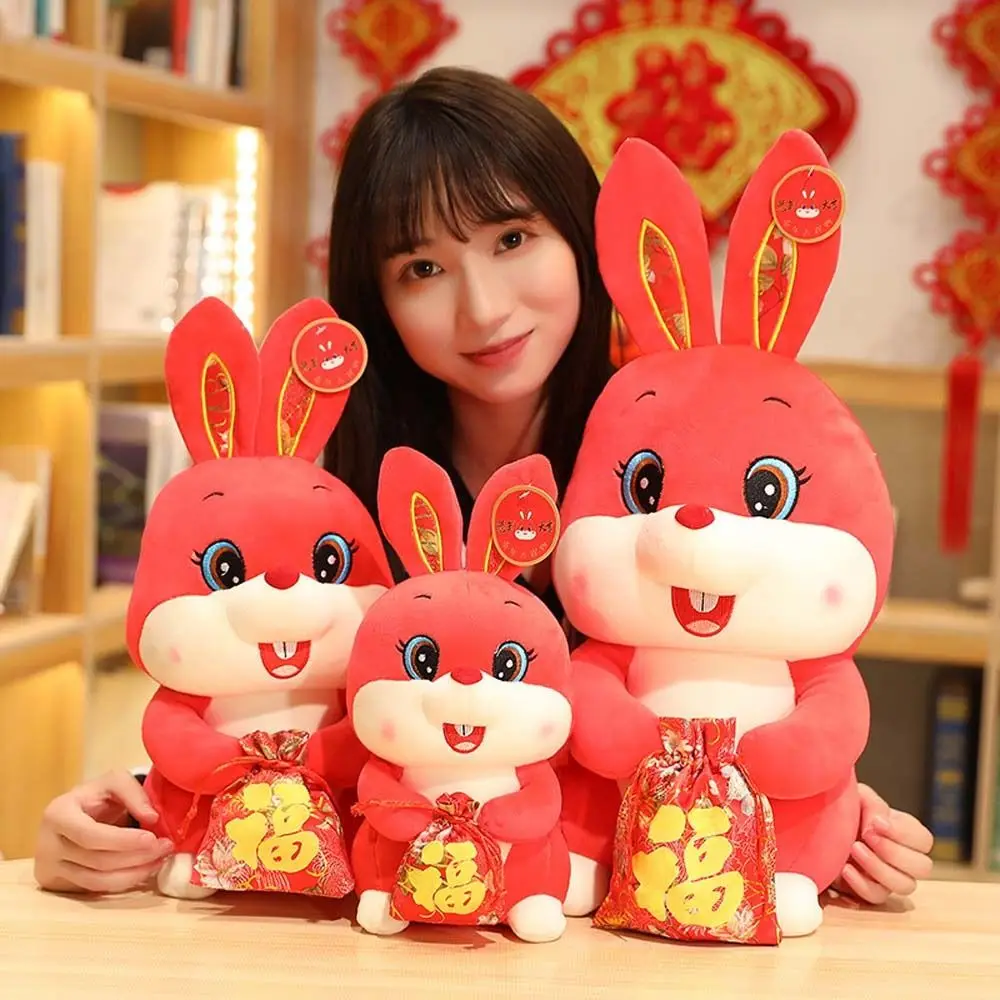

New Year Rabbit Animal Dolls Chinese Zodiac Home Decoration Stuffed Toys Rabbit Plush Toy Bunny Plush Doll Mascot Doll