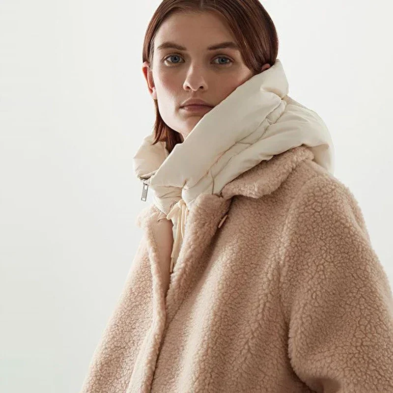 

Winter Ultralight Down Hooded Hats for Women Men Warm Ring Scarf Balaclava Hat Neck Zippper Drawstring Coat Scarf Short Tank Top